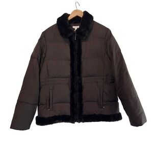 Charter Club Jacket Womens XL Brown Down and Duck Feathers Quilted Winter Warm